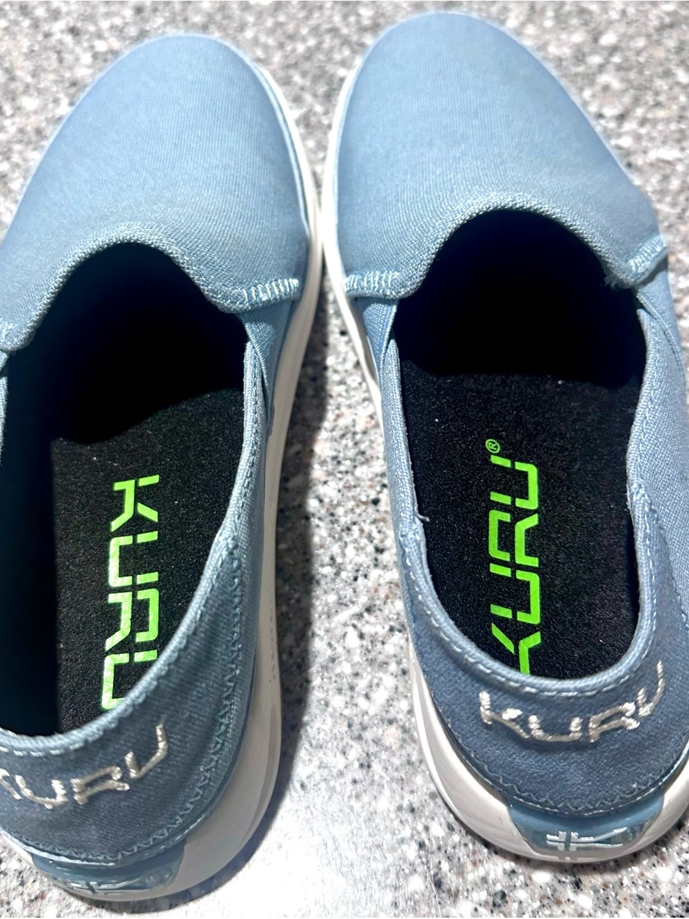 KURU Kids Slip-On Sneakers in Light Blue with Green Branding